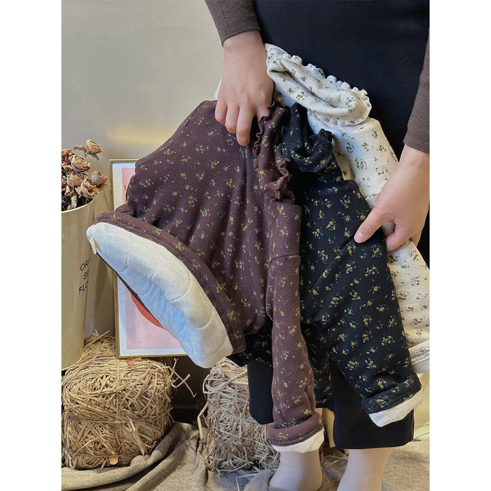 一件过冬森系碎花女童棉底衫2023冬韩版儿童花边领加厚内搭