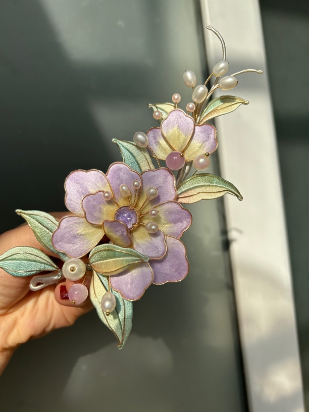 【橘月十三】掐丝绒花牡丹发簪