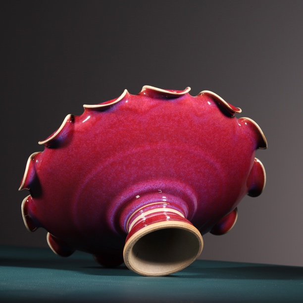 钧瓷国任星航大师早期煤烧手工荷口盘钧窑珍品