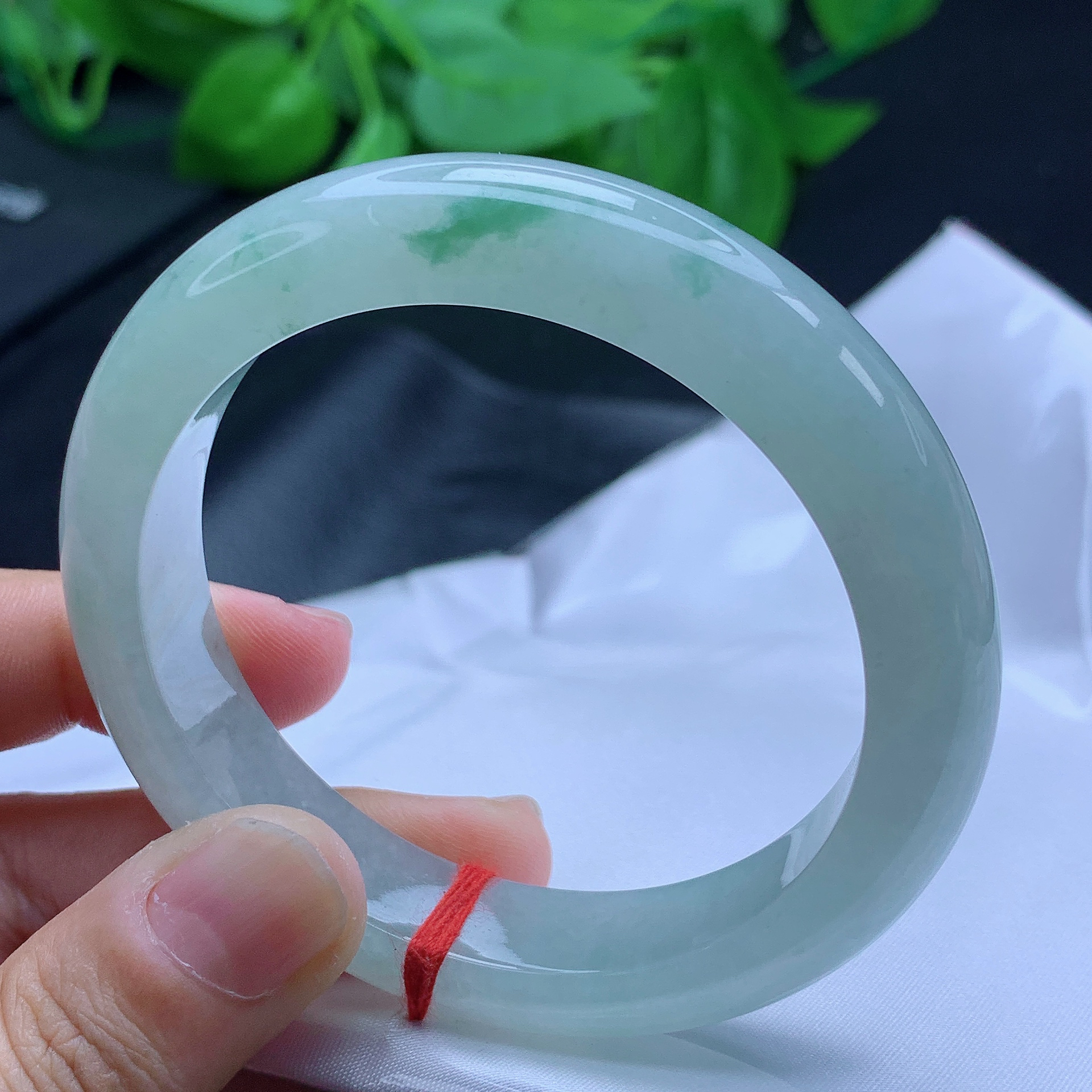 内径55.5mm缅甸天然翡翠A货冰飘花正圈手镯时尚百搭女款玉镯