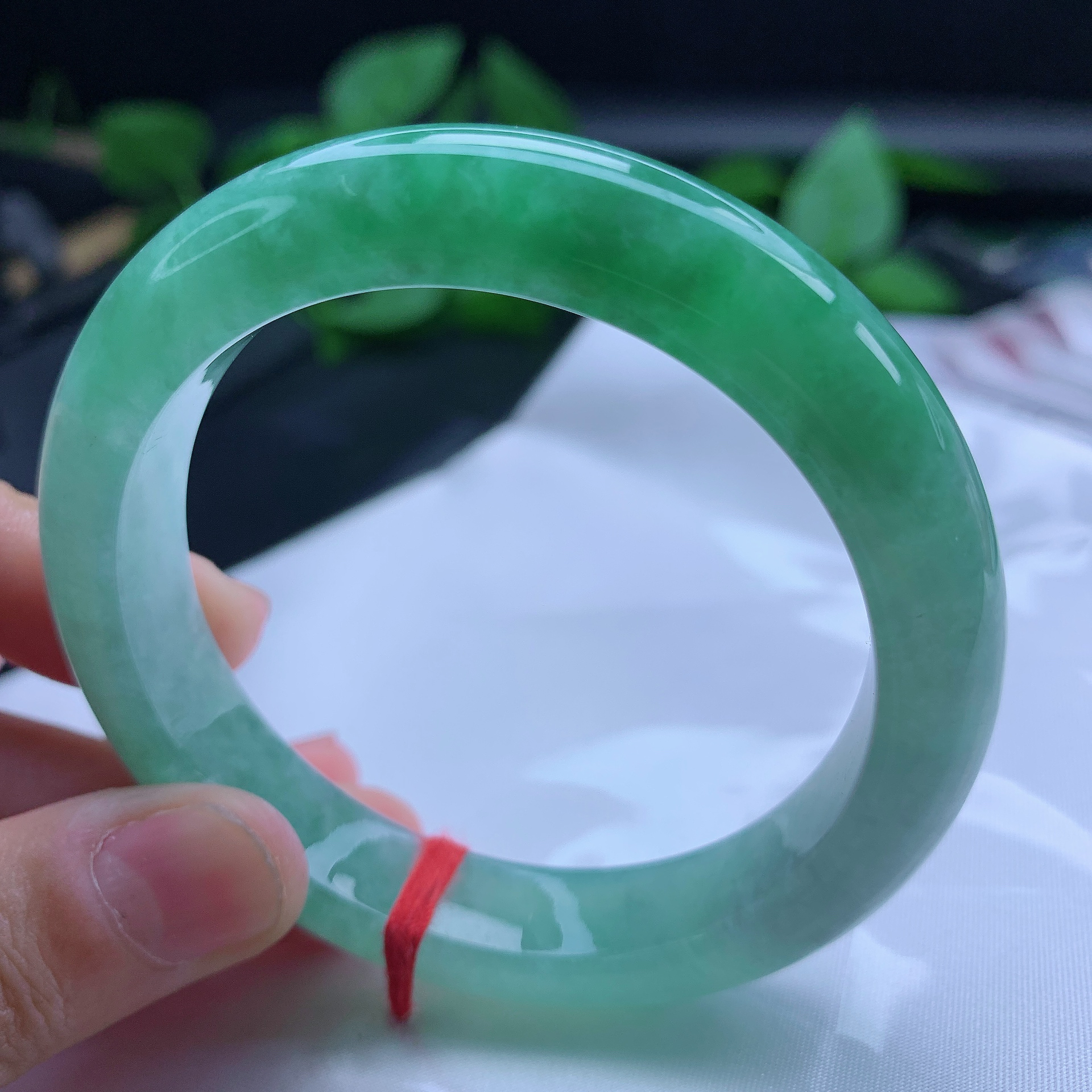 内径55mm缅甸天然A货翡翠满绿手镯正圈镯子满色翡翠玉手镯女款镯