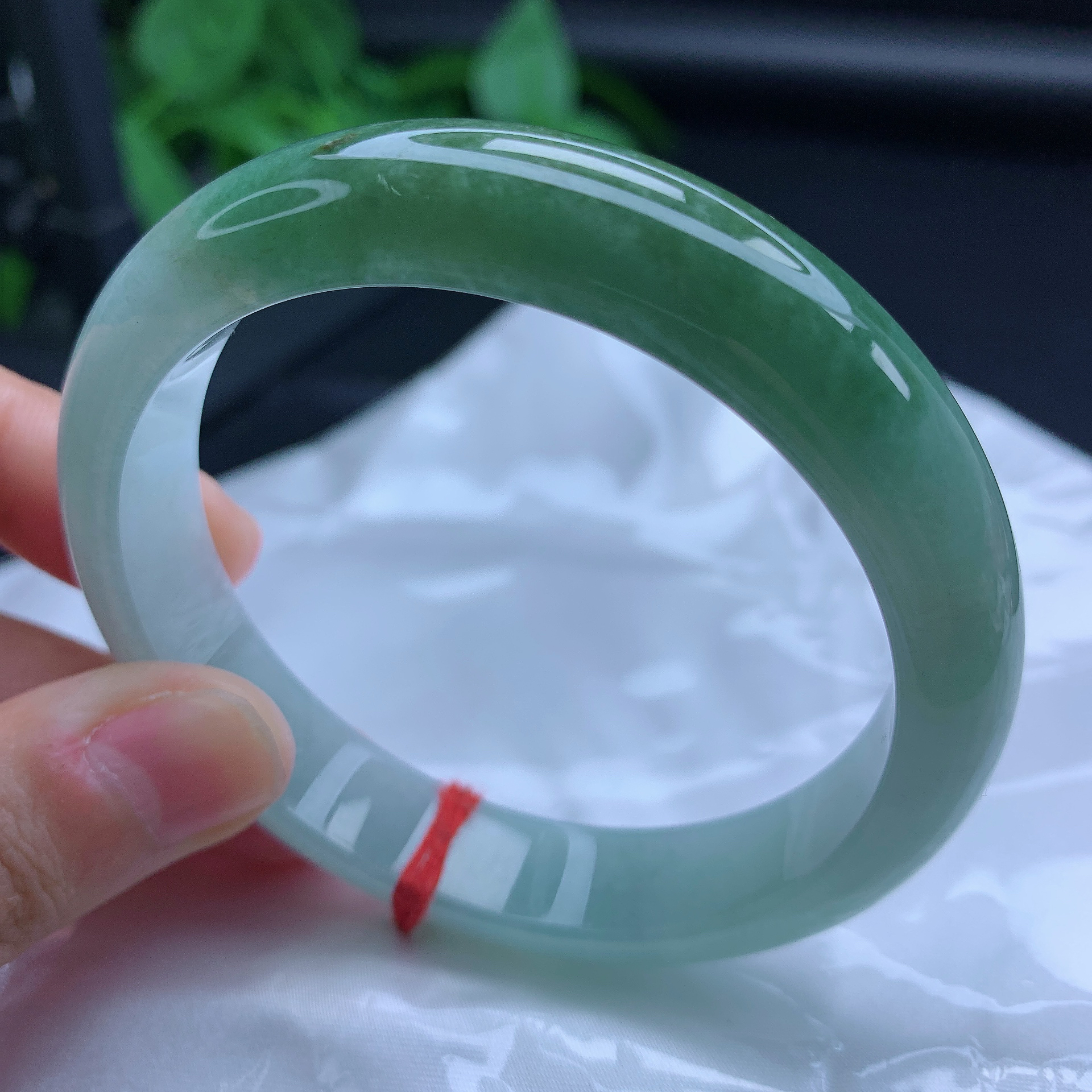 内径59mm缅甸天然翡翠A货冰润半山水正圈手镯时尚百搭玉镯