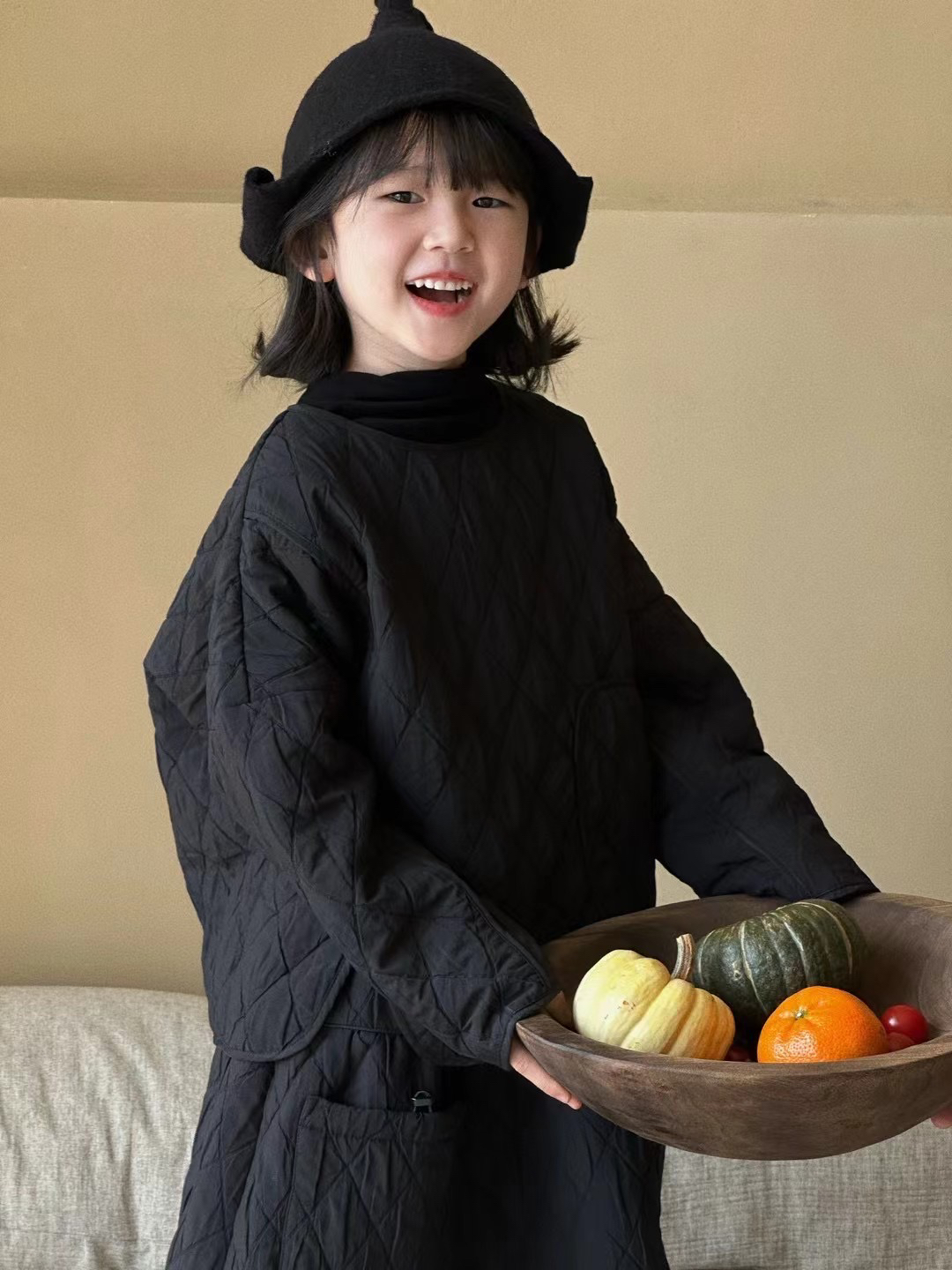 九子-韩国设计师款儿童棉服套装  Z1109+打底D611