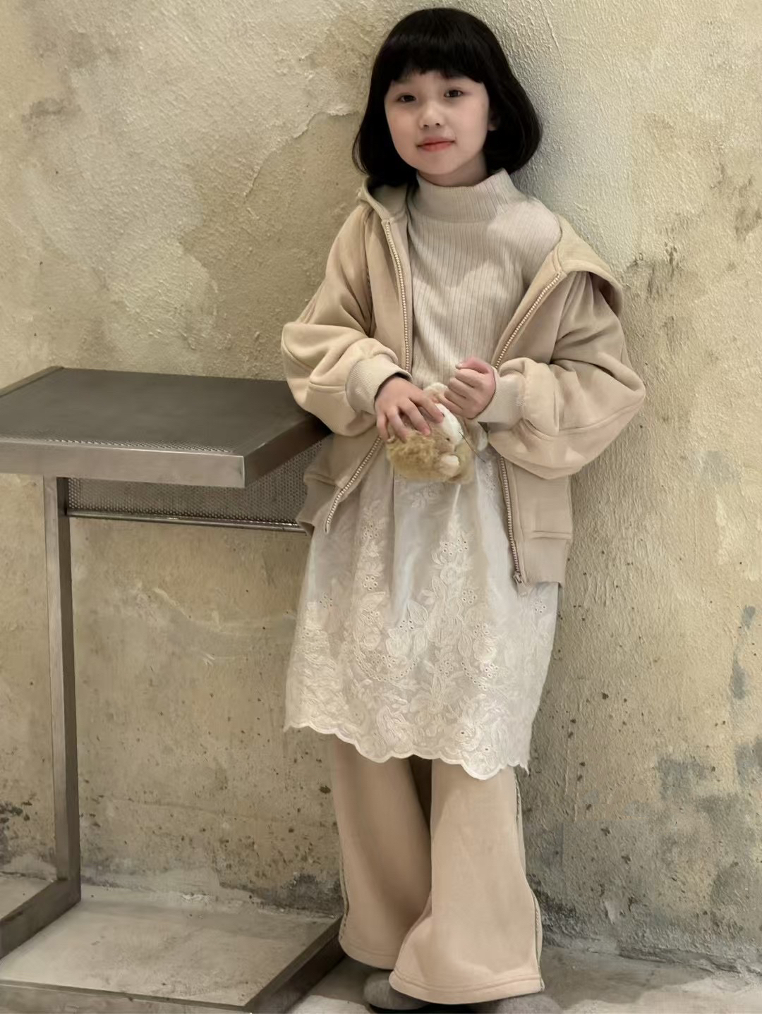 A.P.M-韩国亲子童装茶杏色卫衣套装  Z1112