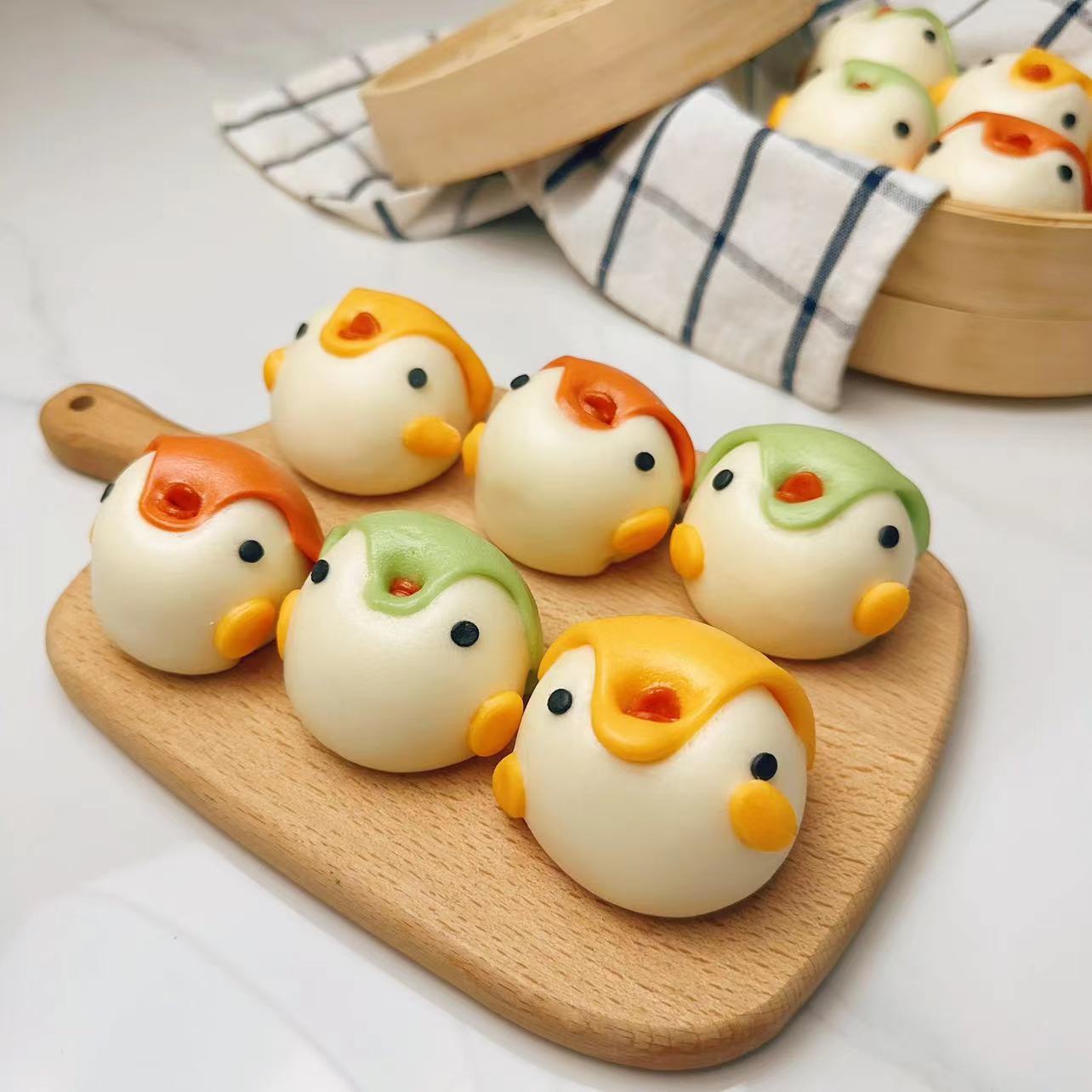 【奶黄馅】 企鹅包 10个/袋 300g 纯手工儿童营养早餐卡通馒头
