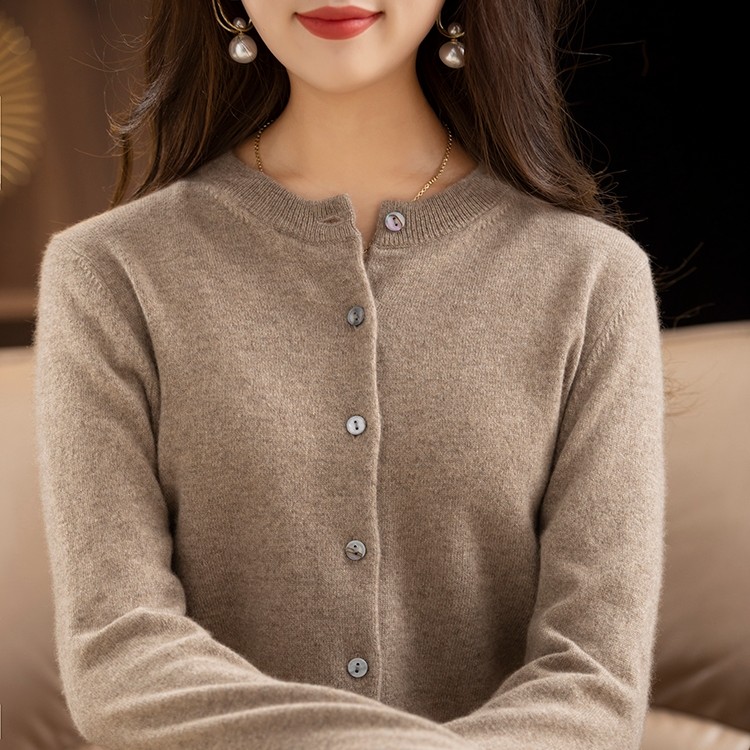 圆领100分山羊绒开衫M码220克