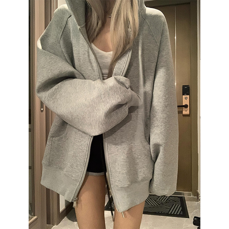 美式oversize重磅400g中山质感卫衣男秋冬潮牌情侣大码连帽衫外套