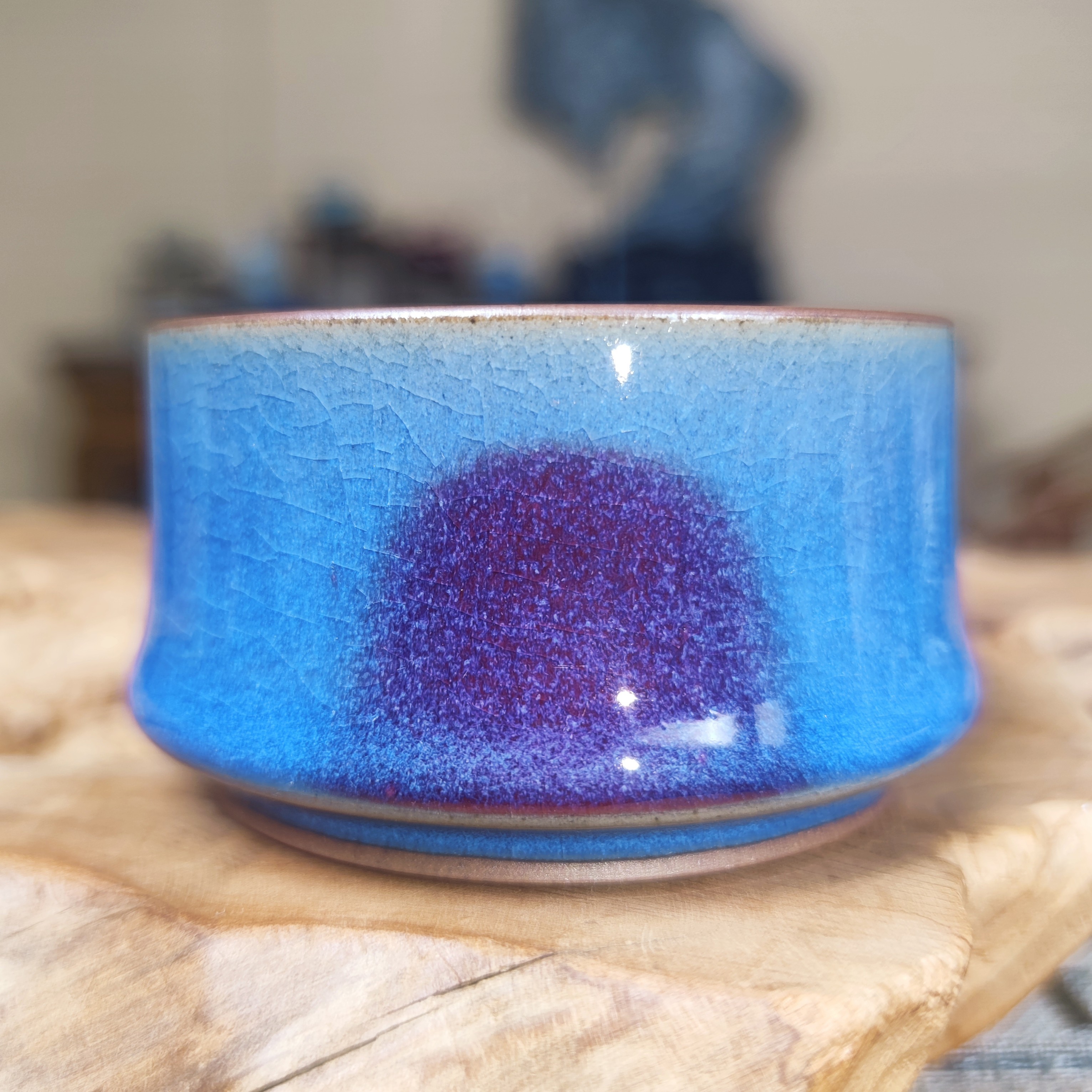 钧瓷天蓝釉收腰杯 全手工纯矿釉 杨鹏飞作品 纯手工主人杯蓝色