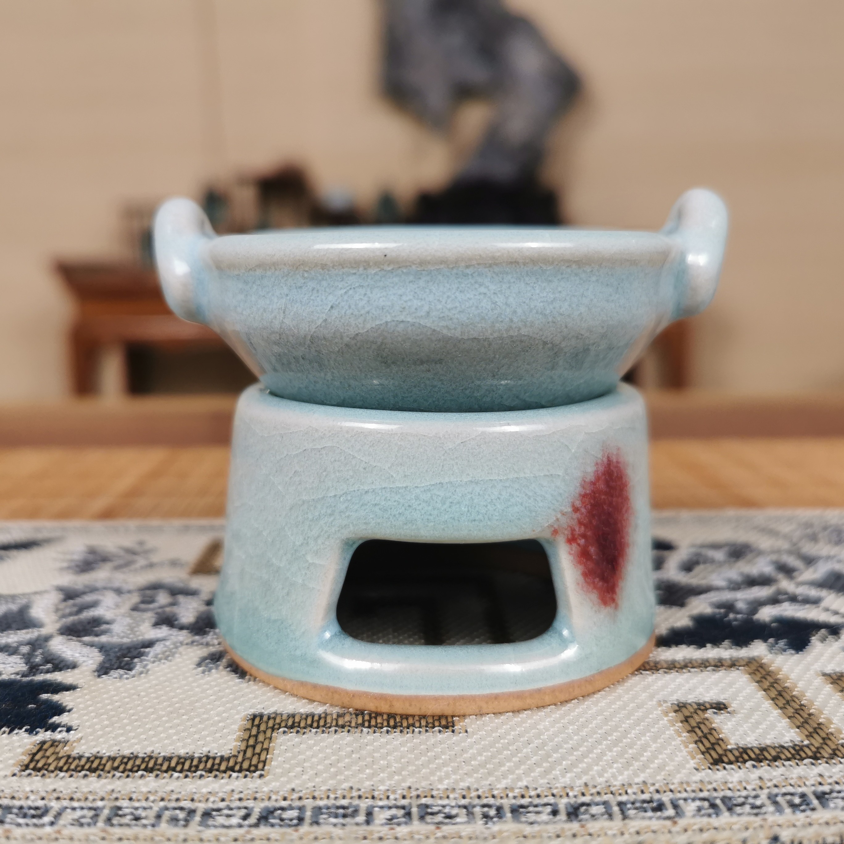 钧瓷冰裂纹茶漏 茶道茶器 纯手工纯天然原矿釉窑变 杨鹏飞作品