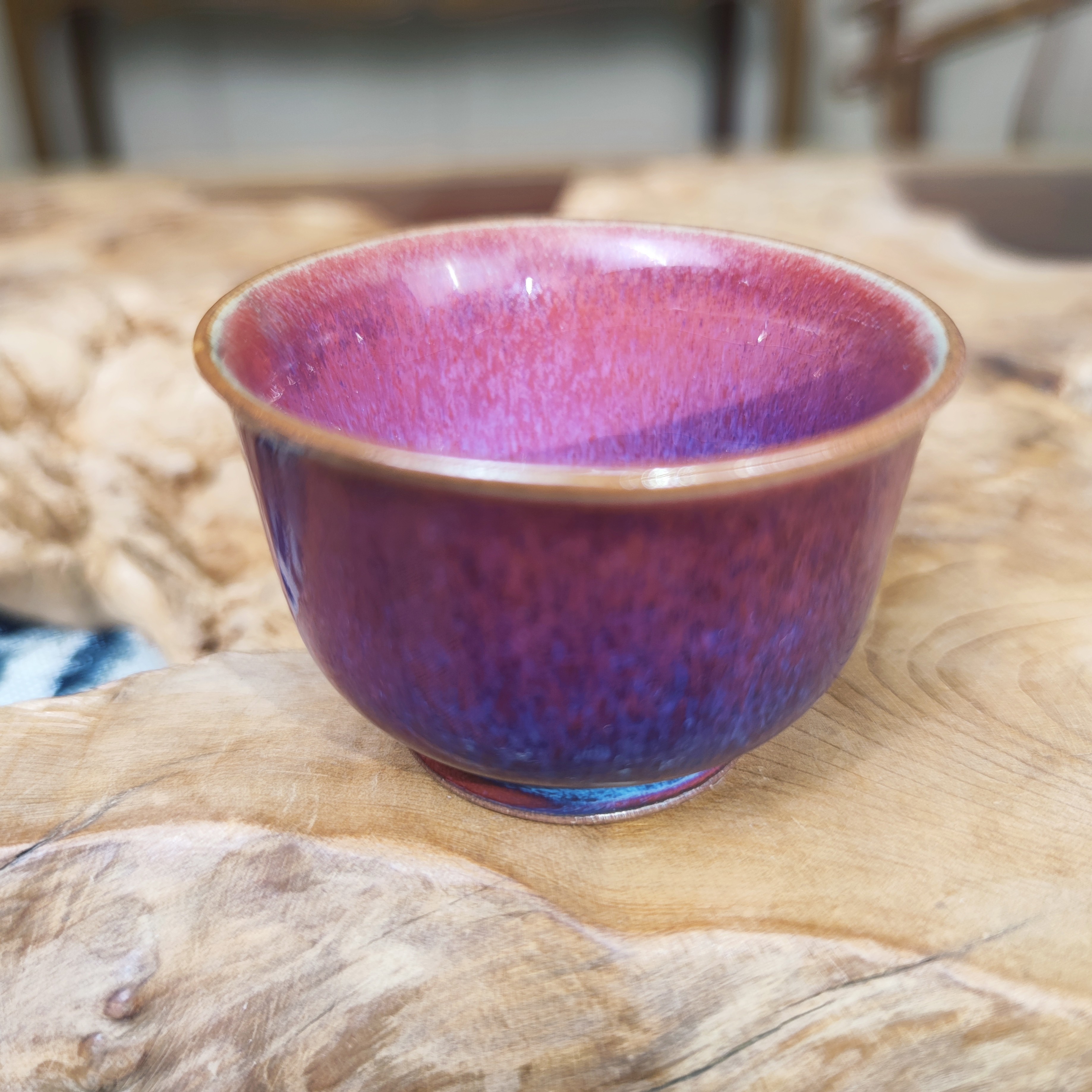 钧瓷深玫瑰紫釉中客杯 全手工纯矿釉 杨鹏飞作品 纯手工名窑对杯