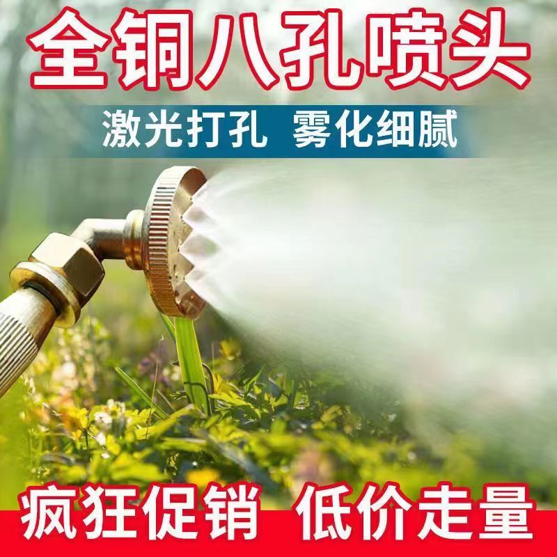 电动喷雾器喷头八孔农药打药喷头通用型农用高压纯铜加厚细腻雾化