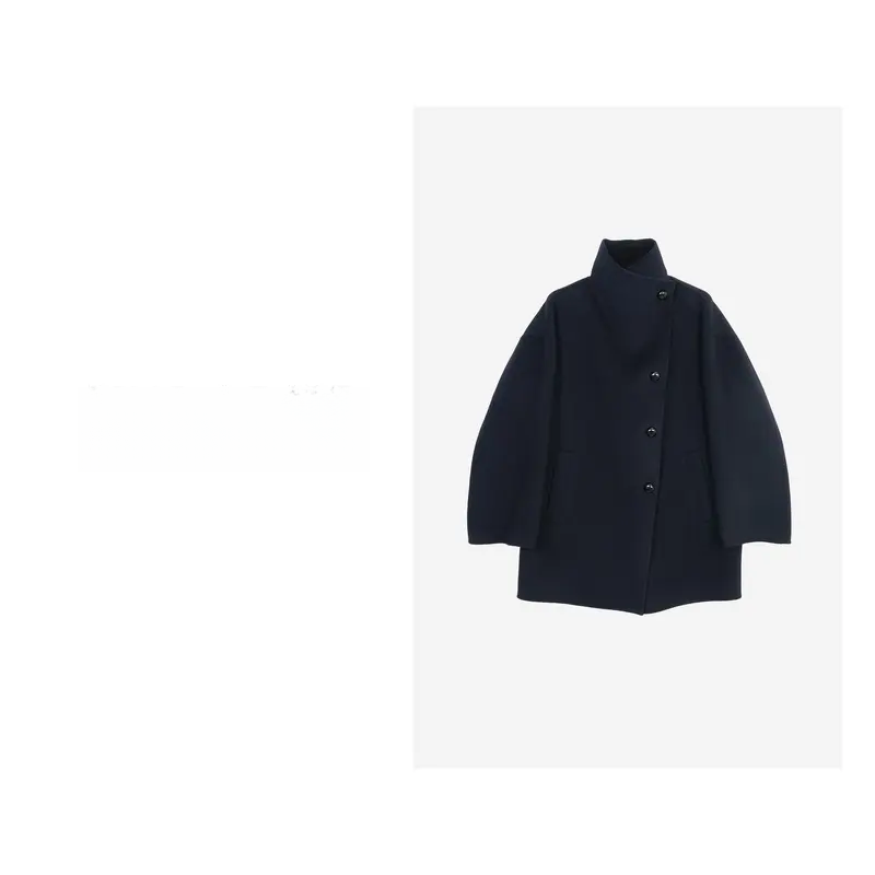 无品牌【MELARNI】柔软保暖简约纯色毛呢大衣MLN10399