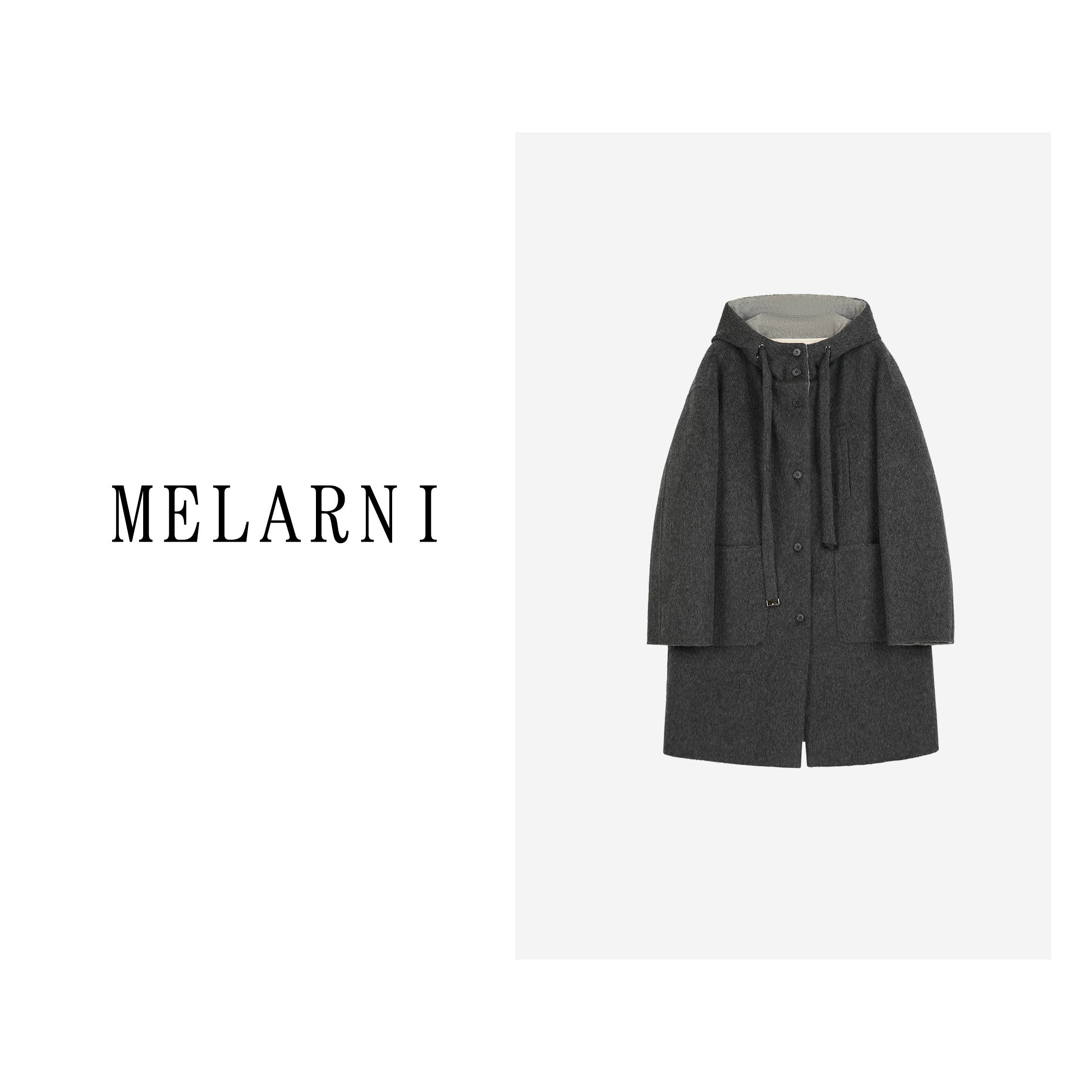 【MELARNI】休闲时尚秋冬百搭简约宽松大衣MLN11423