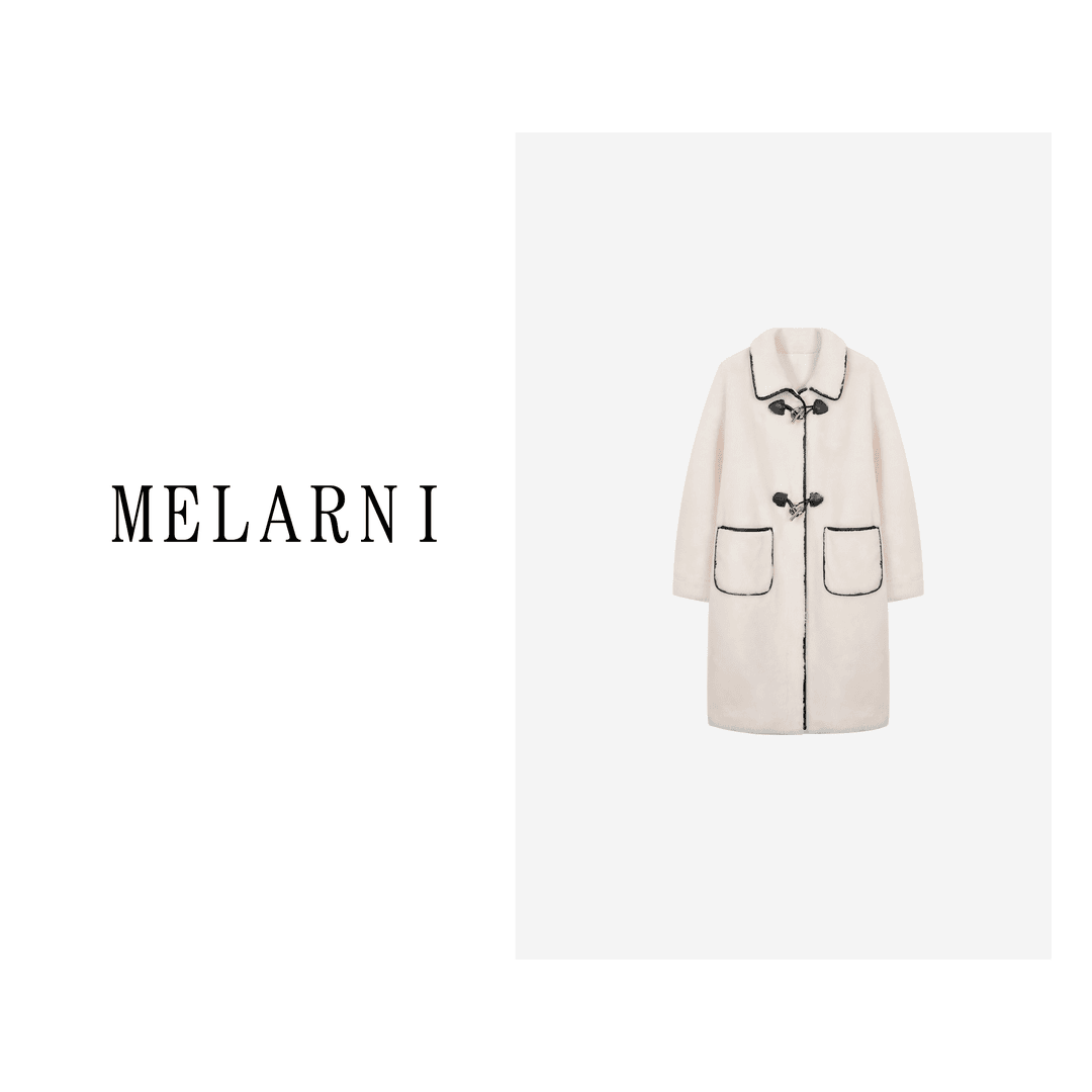 【MELARNI】软糯舒适简约纯色牛角扣大衣MLN10745