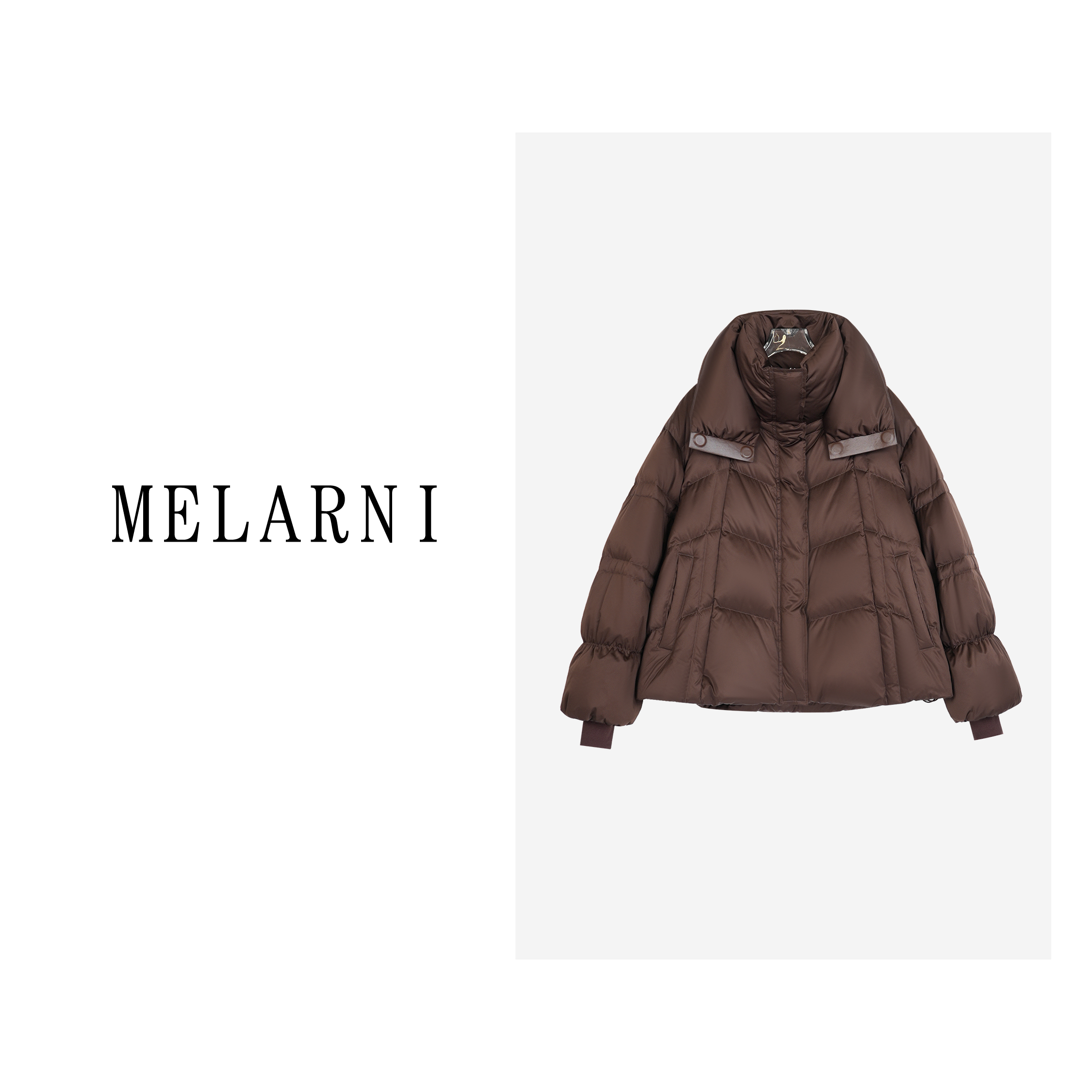 【MELARNI】秋冬正肩短款磁吸扣鹅绒羽绒服MLN11346