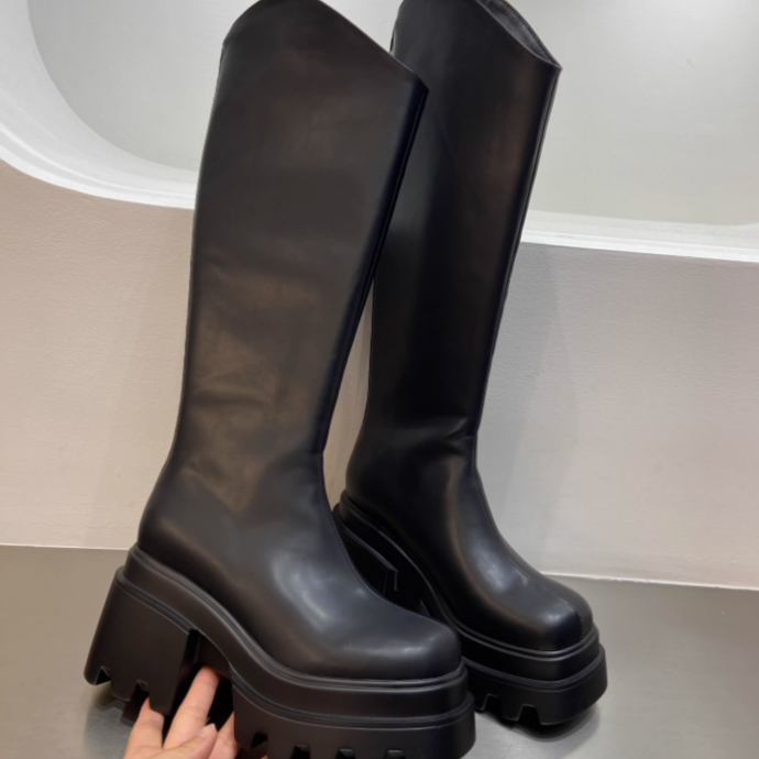 百丽纯爱2023新秋季欧美长筒马丁靴显瘦增高跟高鞋长40筒围30