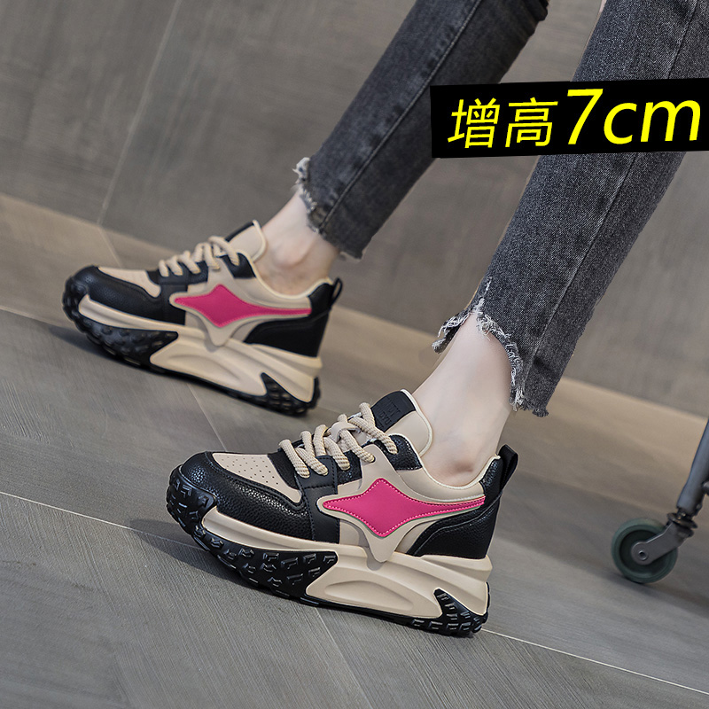 百丽纯爱内增高老爹鞋女ins潮鞋厚底运动休闲鞋秋季百搭小码小个