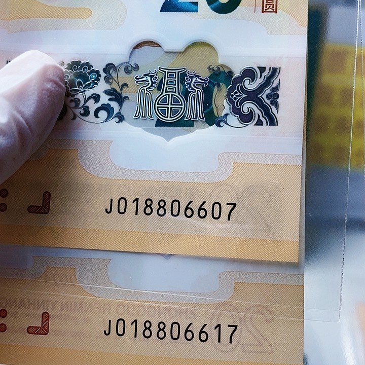 塑料2张龙钞018806607 06617
