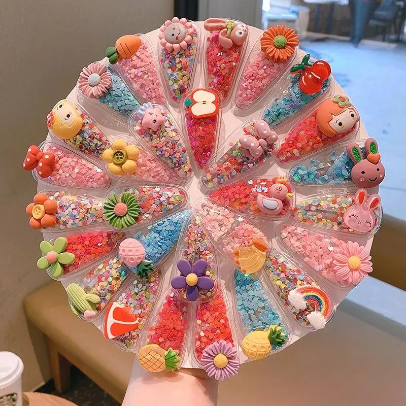 合金亚克力发饰 新款水果儿童发夹女孩碎发发卡发饰流沙夹韩国