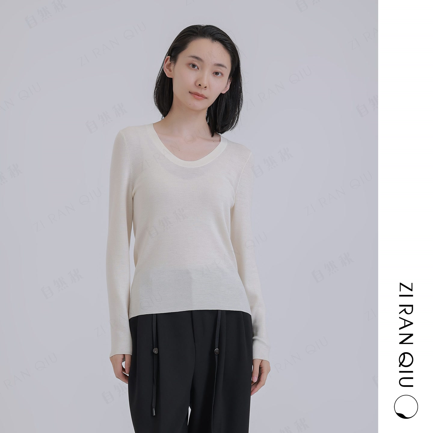 【自然秋】巧丝 秋冬新款软糯显瘦羊毛衫18针女士百搭针织精纺长袖