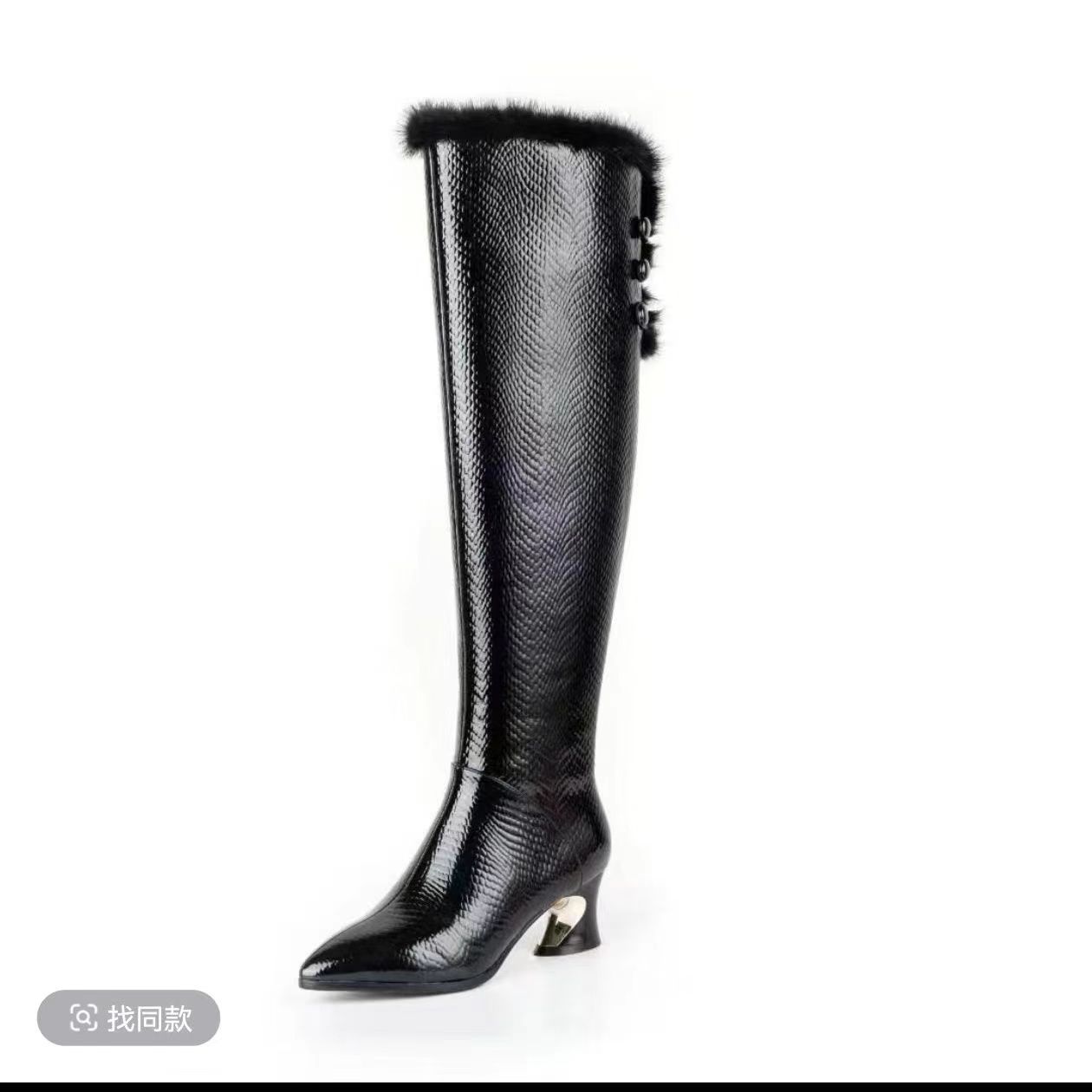 【4CM】长靴过膝女鞋长筒靴靴子高筒靴时尚女靴粗跟骑士靴 8501