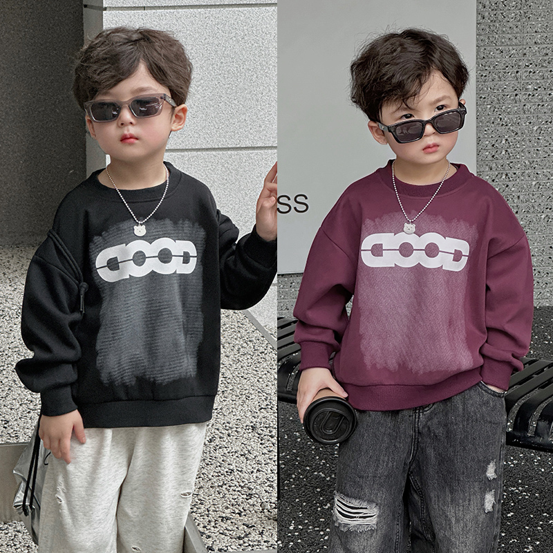 2025春季新款宽松儿童卫衣韩版男童卫衣儿童衣服扎染工艺洋气上衣