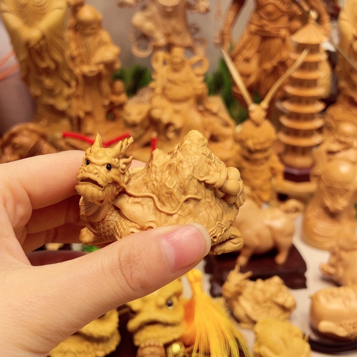 【闪购商品】雕刻木材小叶霸下6公分