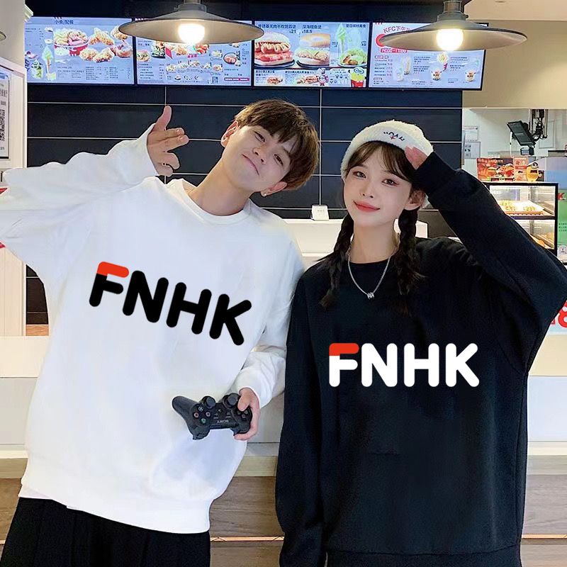 新款秋冬季时尚针织卫衣男女同款休闲套头圆领潮流加绒情侣卫衣男