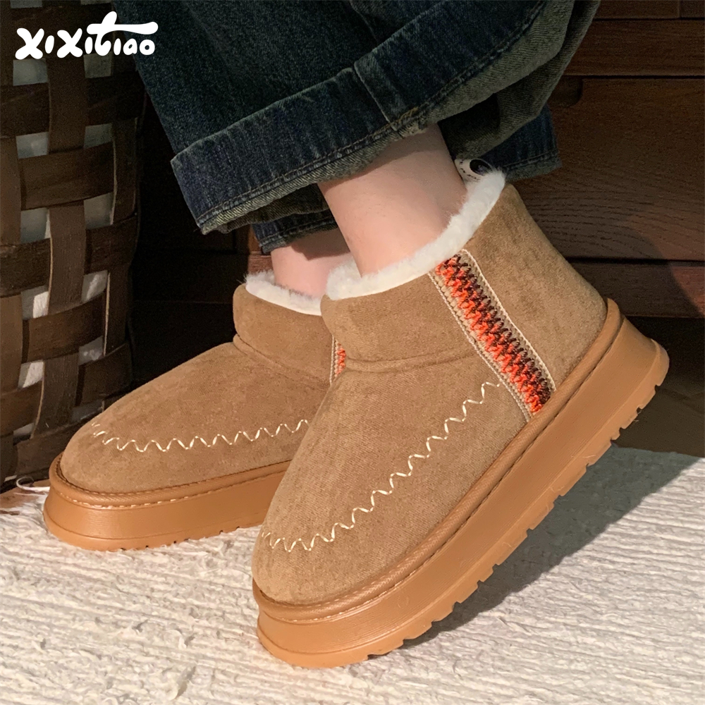 细细条 雪地靴女加绒加厚东北棉鞋复古民族风冬季时尚高级感棉靴