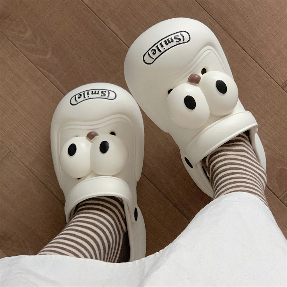 细细条 情侣夏季防滑踩屎感洞洞鞋可爱搞怪趣味男女外穿包头拖鞋