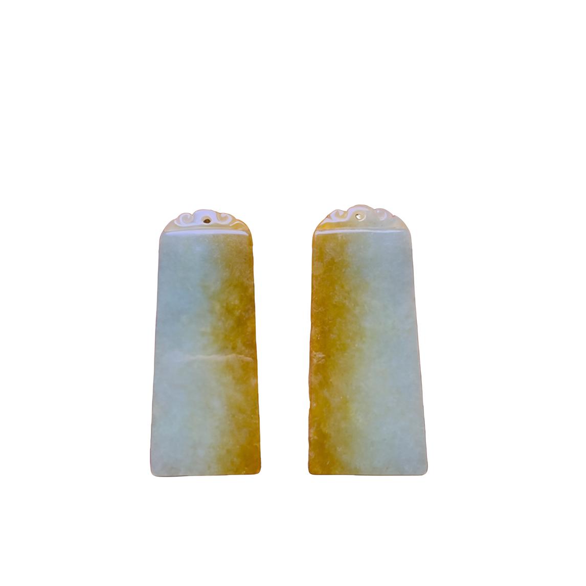 翡翠A货 平安牌 对牌 双彩 精致 