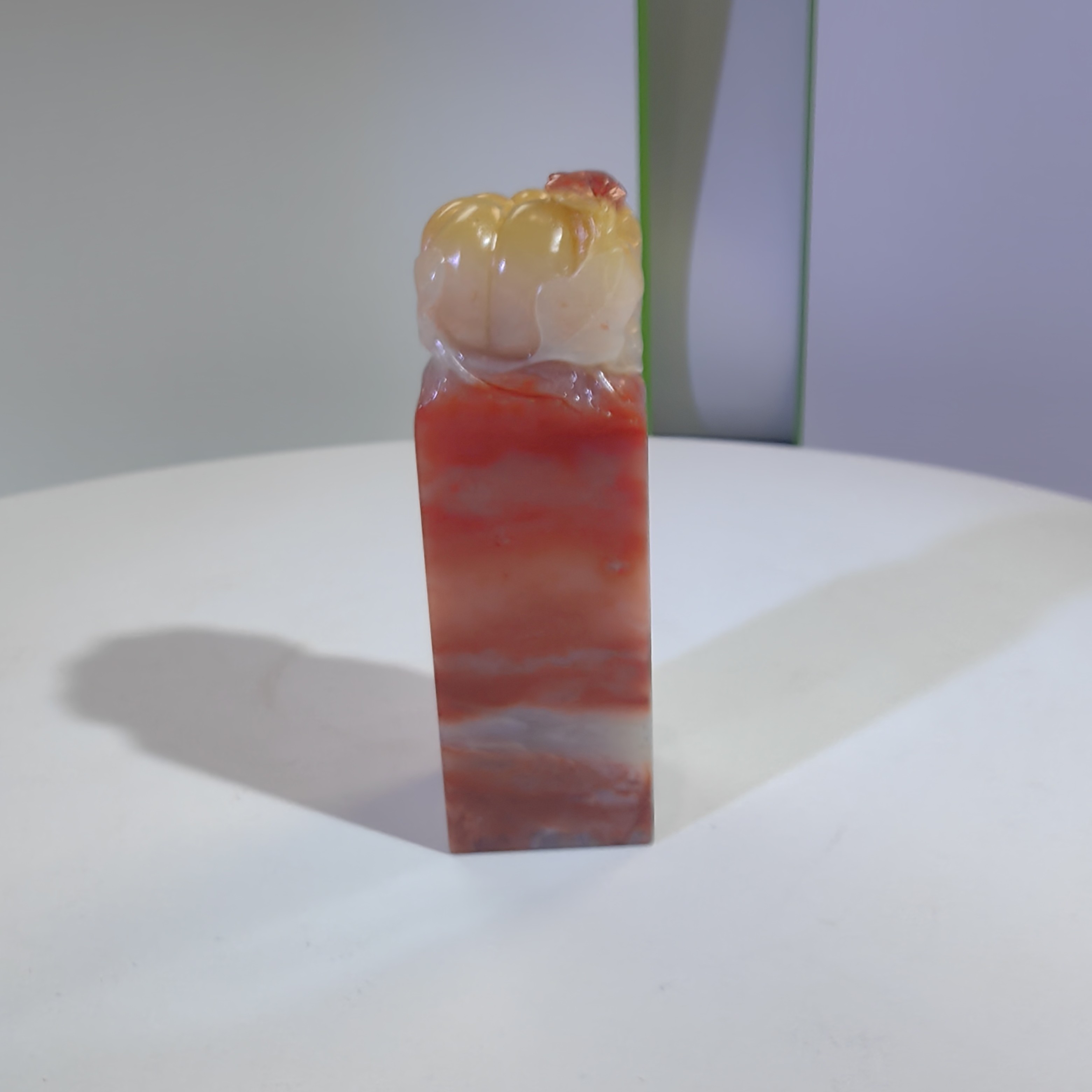 瓜红果甜印章芙蓉石规格尺寸高10.3cm正方形3.27cm