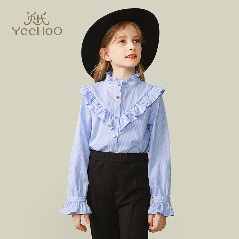 英氏女童衬衣新款春秋儿童纯棉长袖衬衫YS-WG043YQ