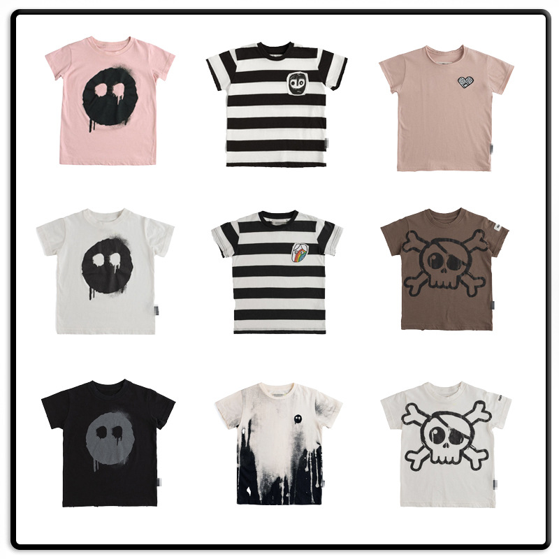 【伍悦童品】夏季圆领印花短袖儿童夏装上衣T恤男童女童宝宝休闲夏T