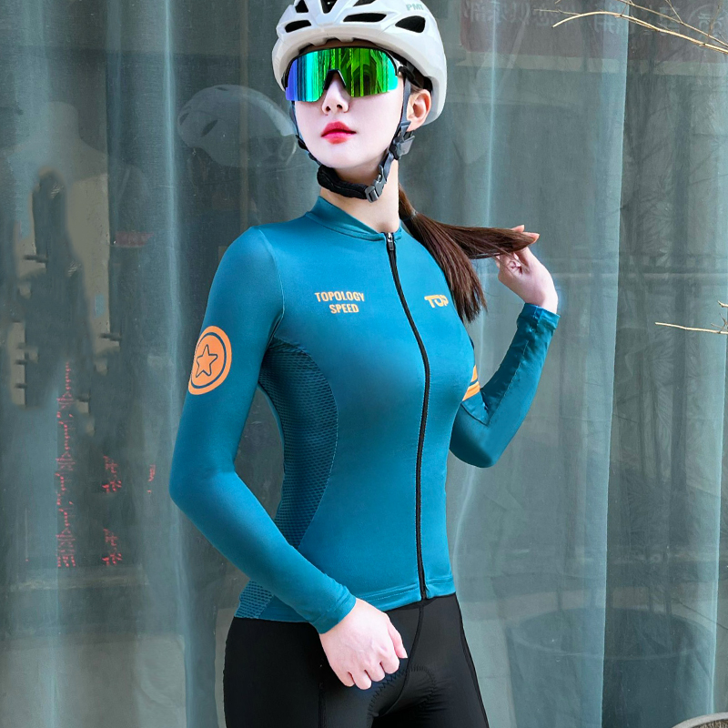 【苍穹】秋冬季加绒保暖速干骑行服长袖自行车单车上衣透气女