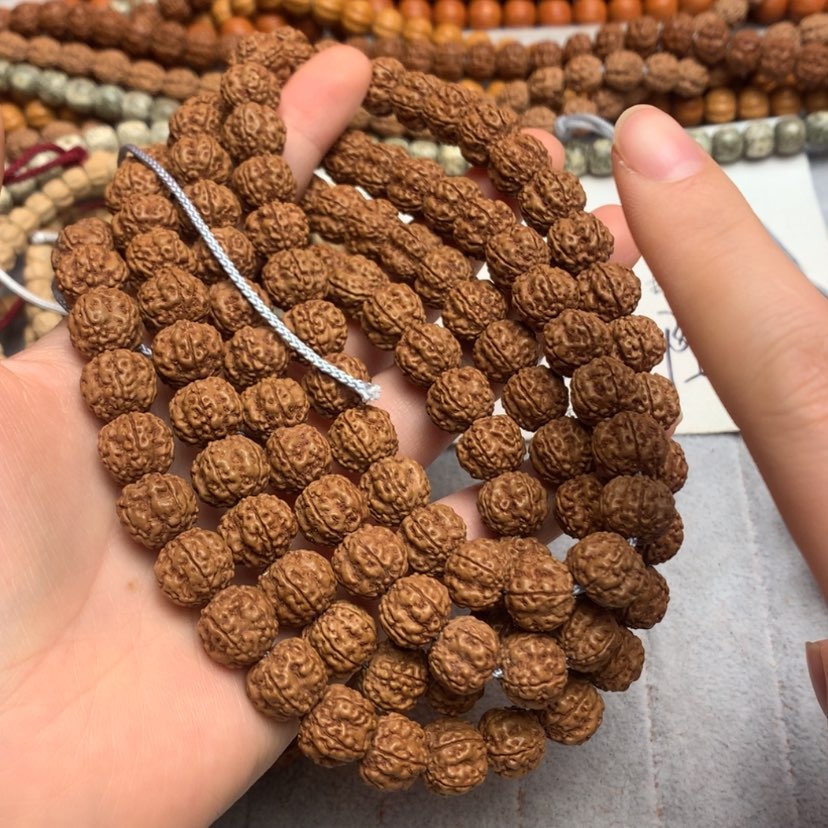 【红皮花王铁籽】108颗10mm小金刚菩提手串梅花桩精品原皮脖挂