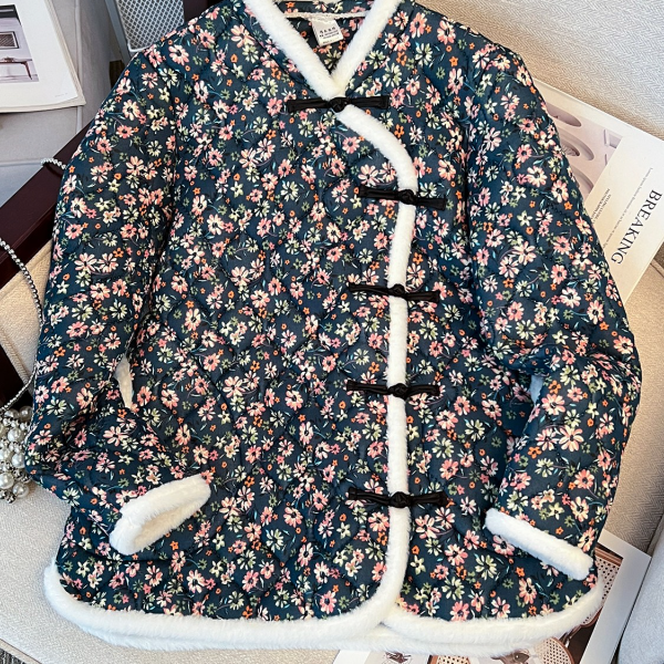 兔亭亭过年服冬装小碎花棉袄中国风唐装短款加厚保暖民族风