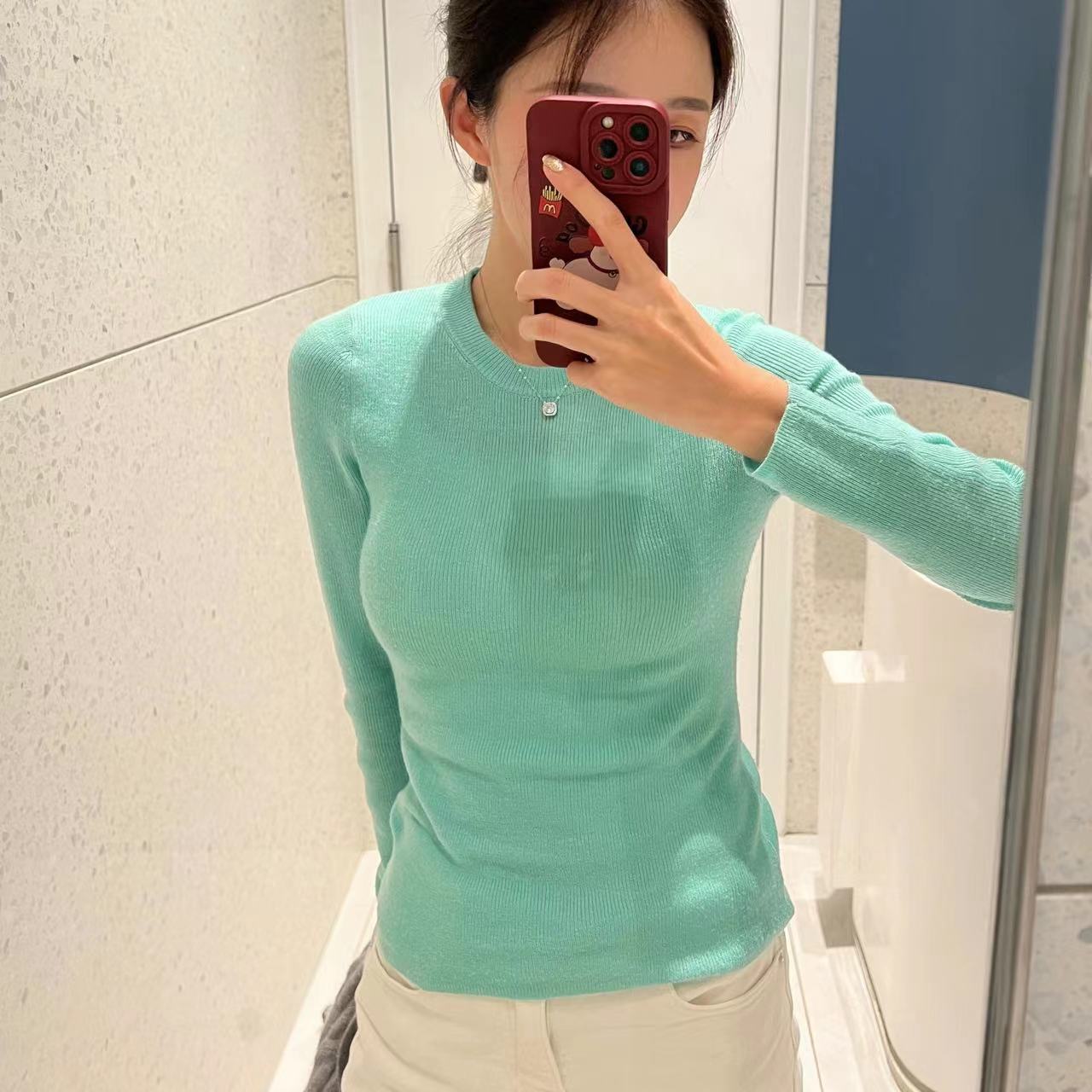 春秋冬微透薄款羊毛纯色针织衫女紧身针织气质内搭通勤打底衫毛衣