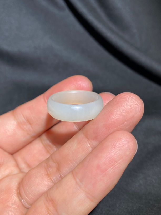 和田白玉戒指 圈口19.2mm宽7.3mm