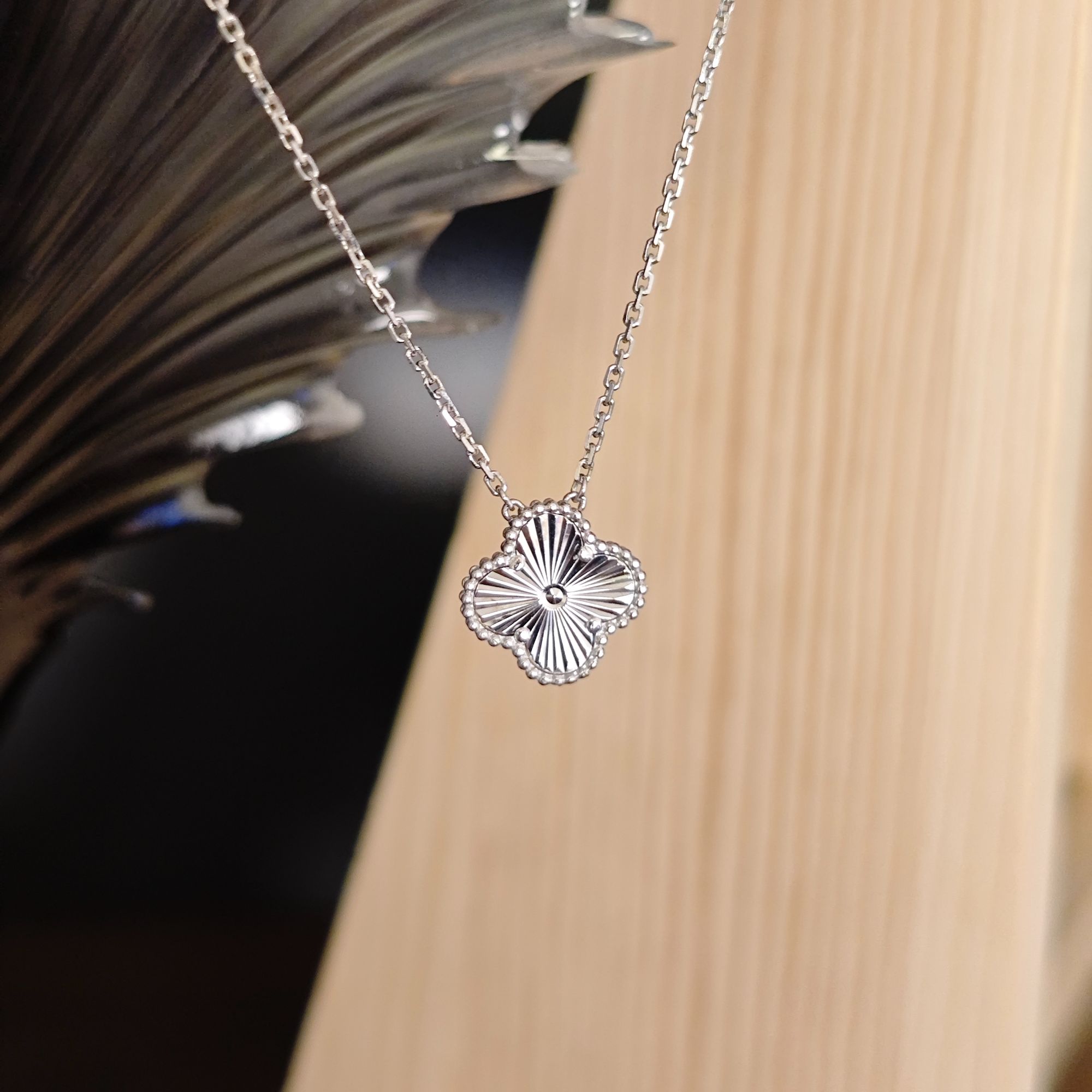 铂金四叶草套链 素