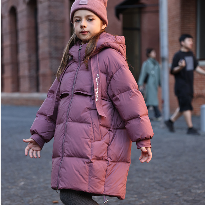 【奶斯】儿童羽绒服中长款2025新款中大童冬加厚外套羽绒洋气保暖