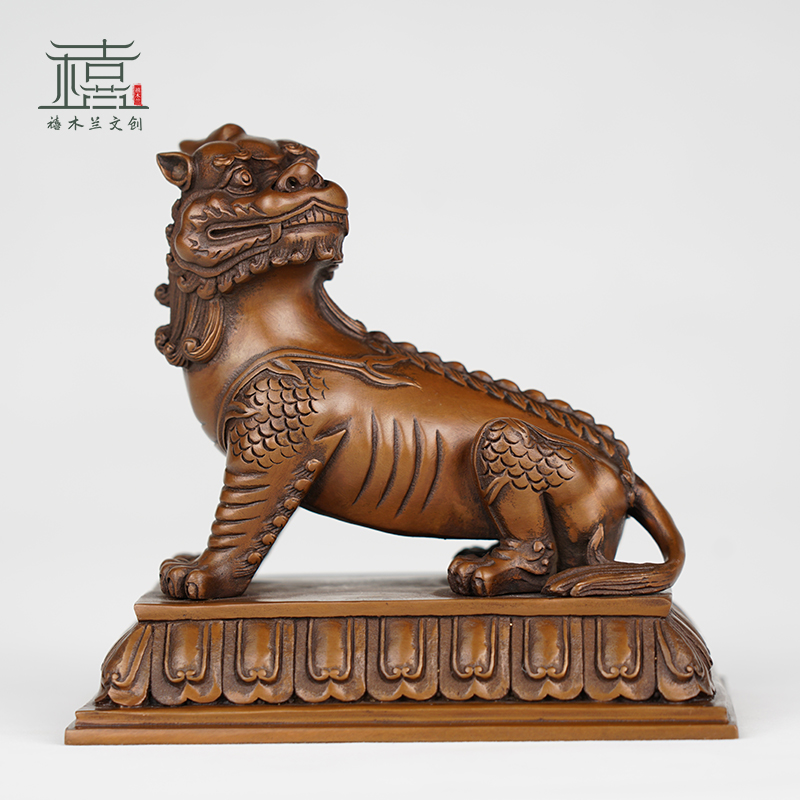 办公室摆件居家摆件谛听九华山紫铜摆件地藏王菩萨坐骑装饰工艺品