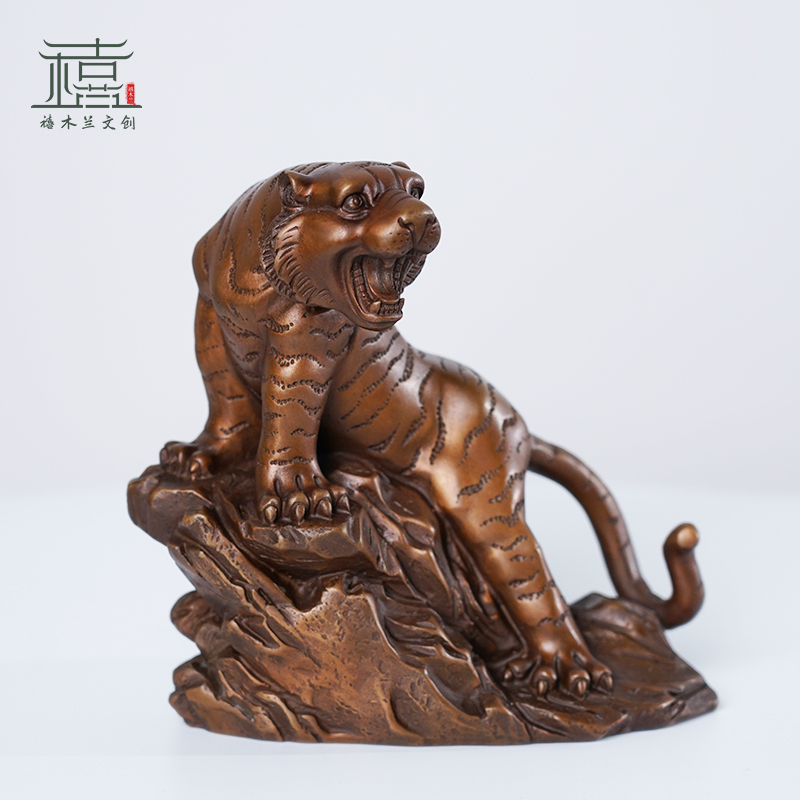 办公室摆件家居摆件紫铜生肖上山虎摆件全铜二十生肖虎办公室桌面