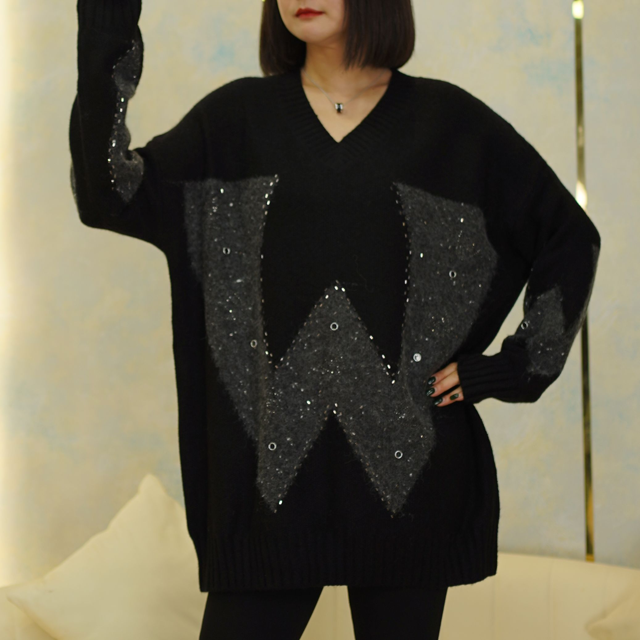 时尚洋气高级感上衣2024冬季新款微胖女装高档气质显瘦百搭毛衣