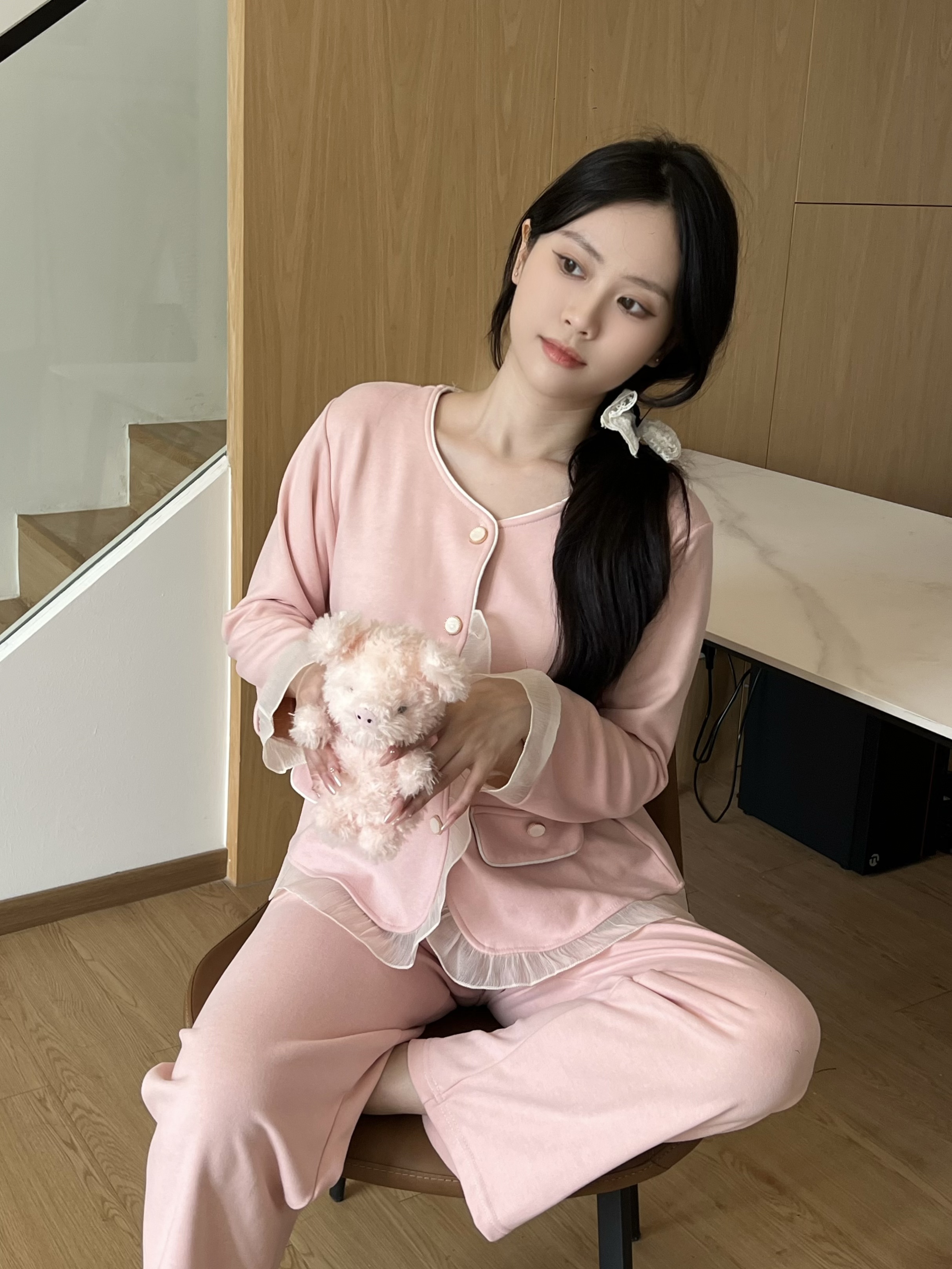 羊绒睡衣女款爆款2024新款长袖长裤秋冬季可外出家居服套装