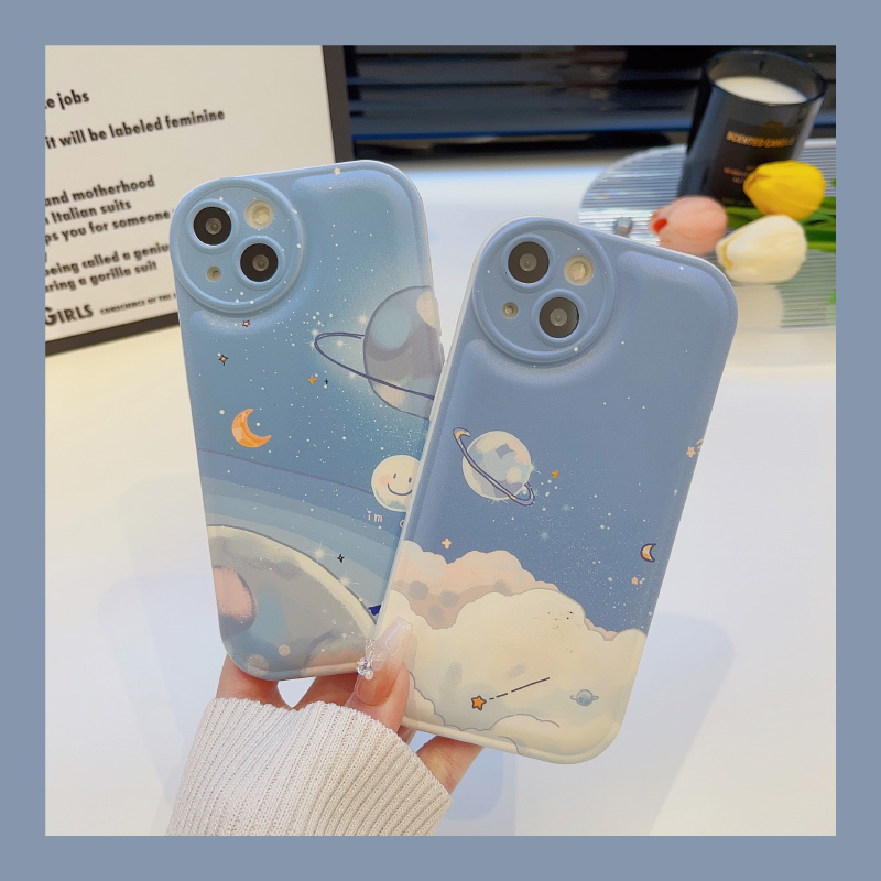 适用于苹果华为OPPO/VIVO小米太空星球月亮全包防摔气垫手机壳