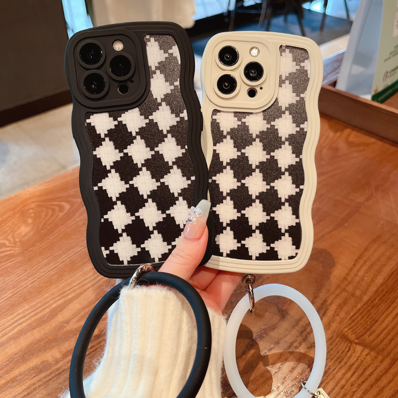 适用于苹果华为OPPO/VIVO小米针织面料糖果色波浪纹手机壳全包