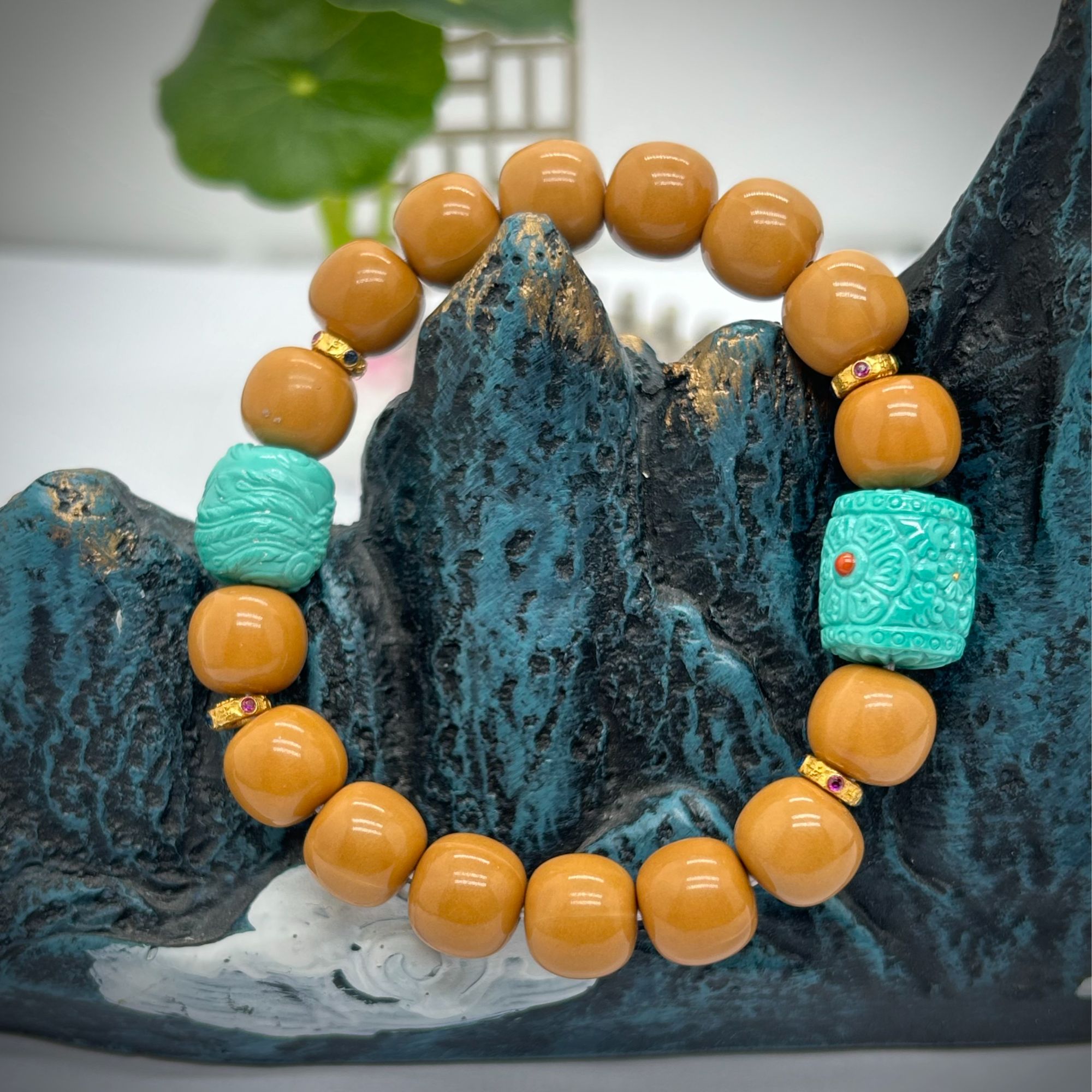 【瑞瑞】品众设计气质百搭DIY时尚搭配款绿松猴头手串-凤珠