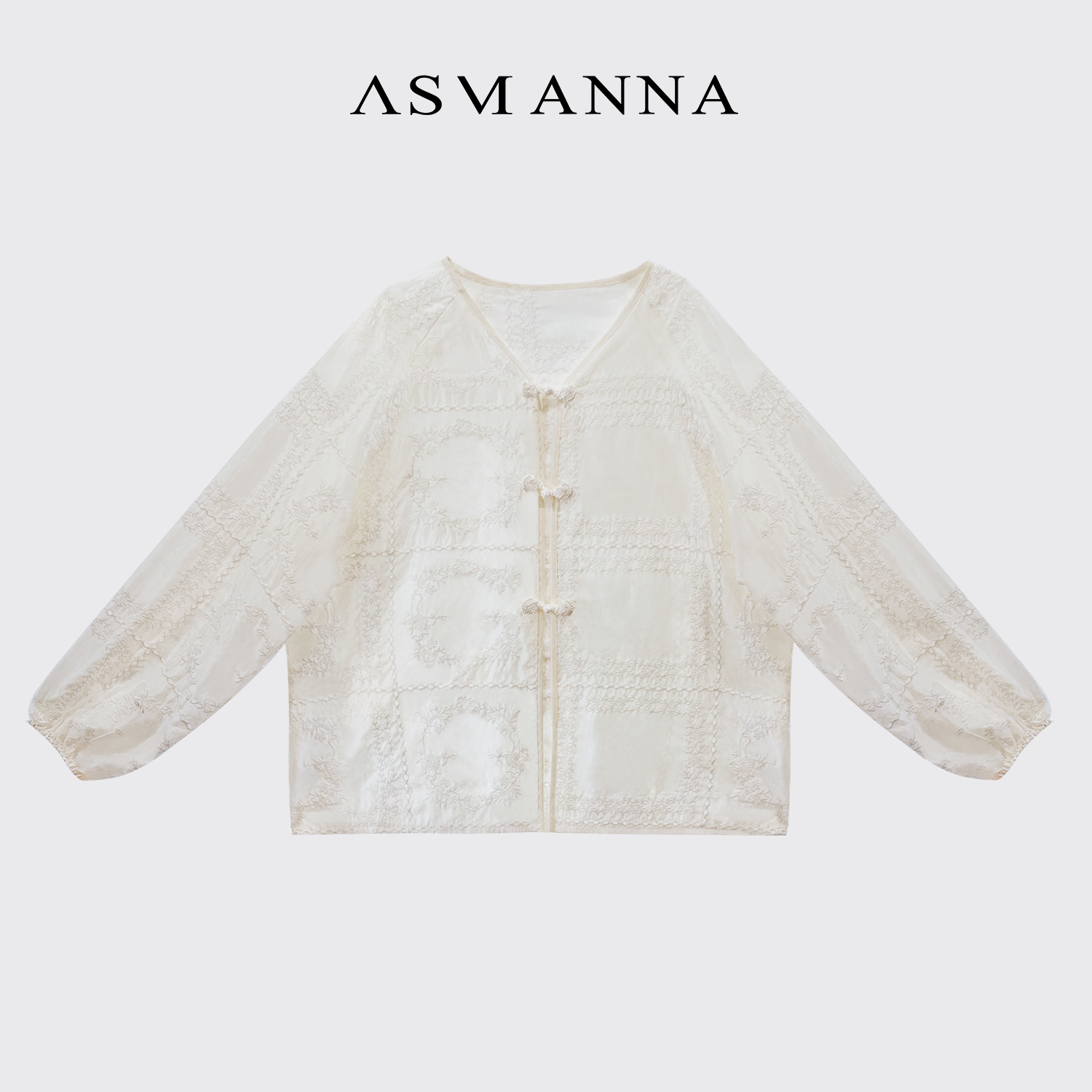 ASM ANNA◆白茶清风~新中式国风长袖上衣+休闲短裤两件套D0186