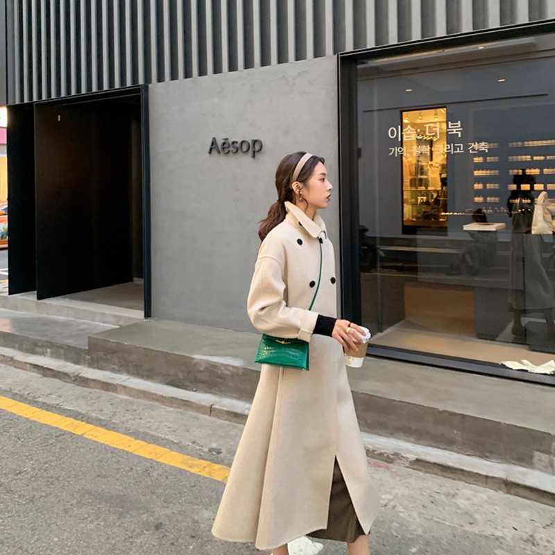 ASM ANNA◆【默认微瑕】飒气女伯爵~收腰细节大裙摆双面尼大衣A5918